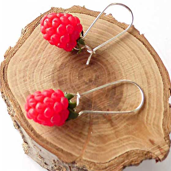 Berry Seduction: Raspberry Earrings Polymer Clay.