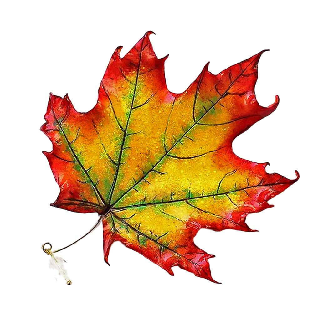 Autumn Sonnet : Maple Leaf Brooch Polymer Clay.