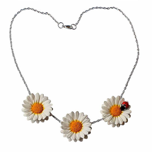 Bouquet Happiness: Necklace Daisy Polymer Clay.