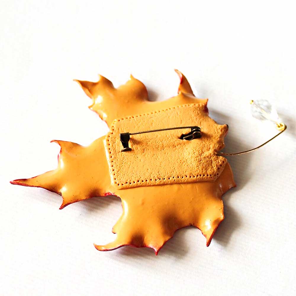 Autumn Sonnet : Maple Leaf Brooch Polymer Clay.