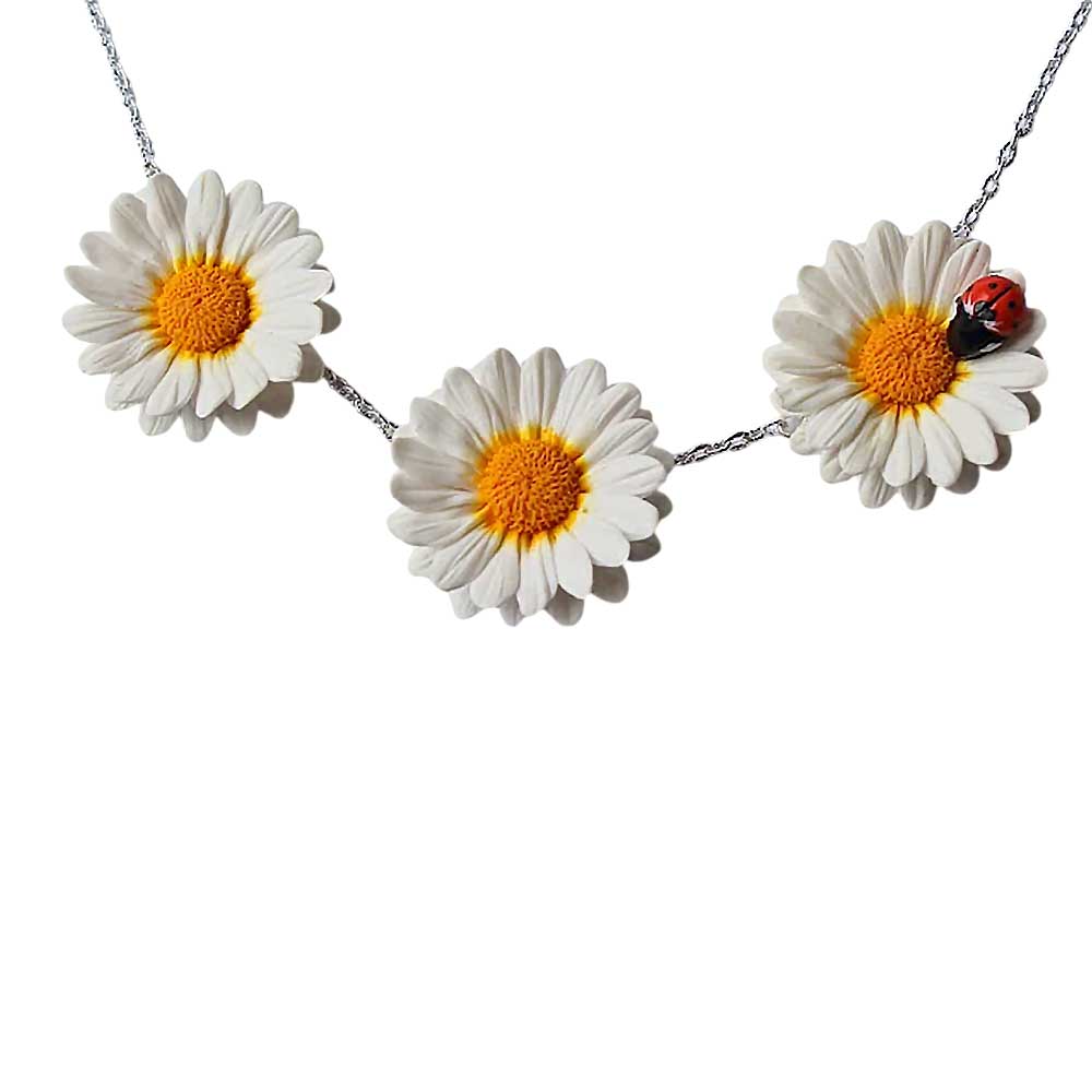 Bouquet Happiness: Necklace Daisy Polymer Clay.