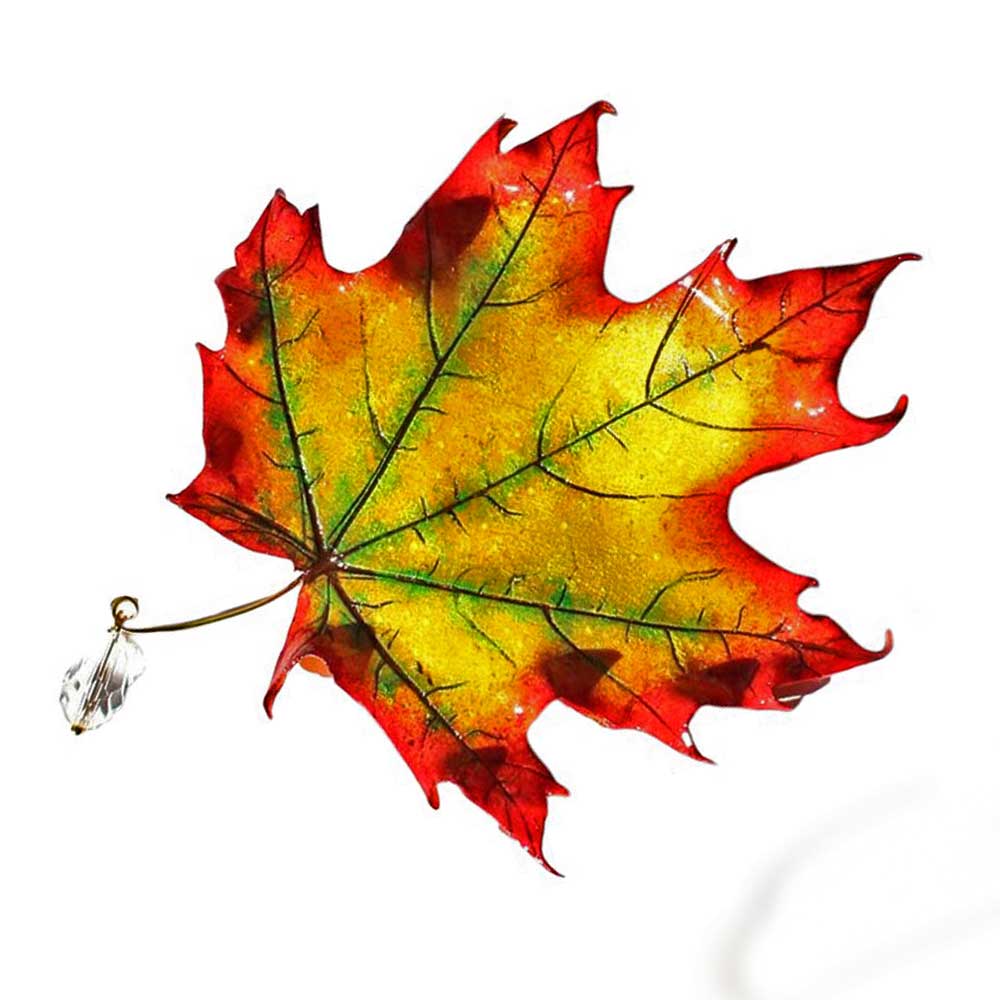 Autumn Sonnet : Maple Leaf Brooch Polymer Clay.