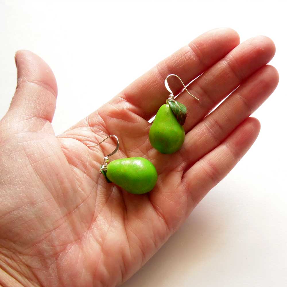 Fruity Fun: Pear Earrings Polymer Clay.