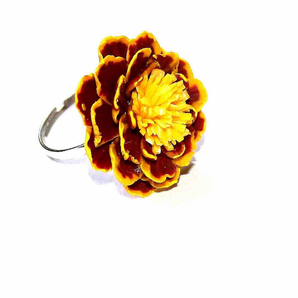 Fiery Beauty: Marigold Ring Polymer Clay.