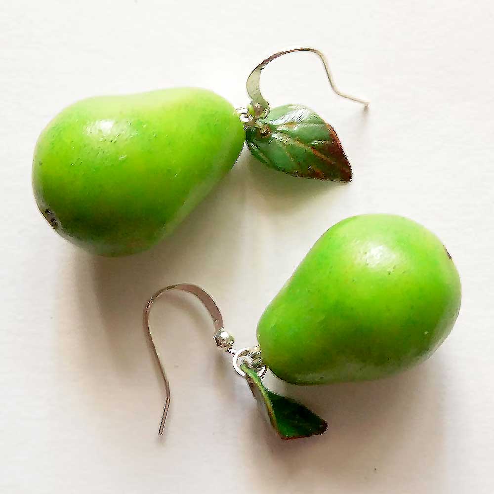 Fruity Fun: Pear Earrings Polymer Clay.