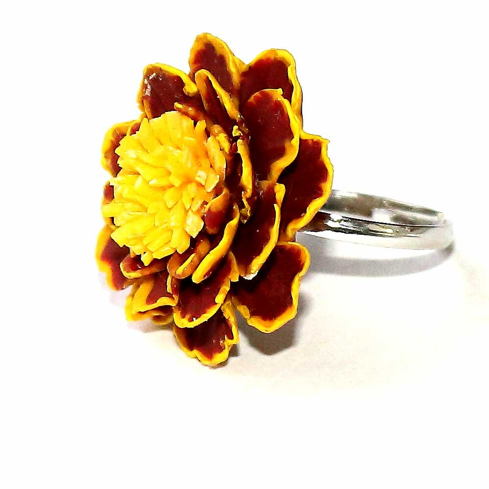 Fiery Beauty: Marigold Ring Polymer Clay.