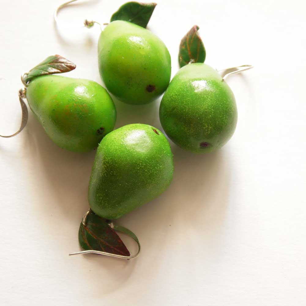 Fruity Fun: Pear Earrings Polymer Clay.