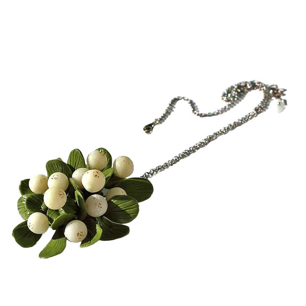 Winter Glamour: Mistletoe Brooch & Pendant Polymer Clay.