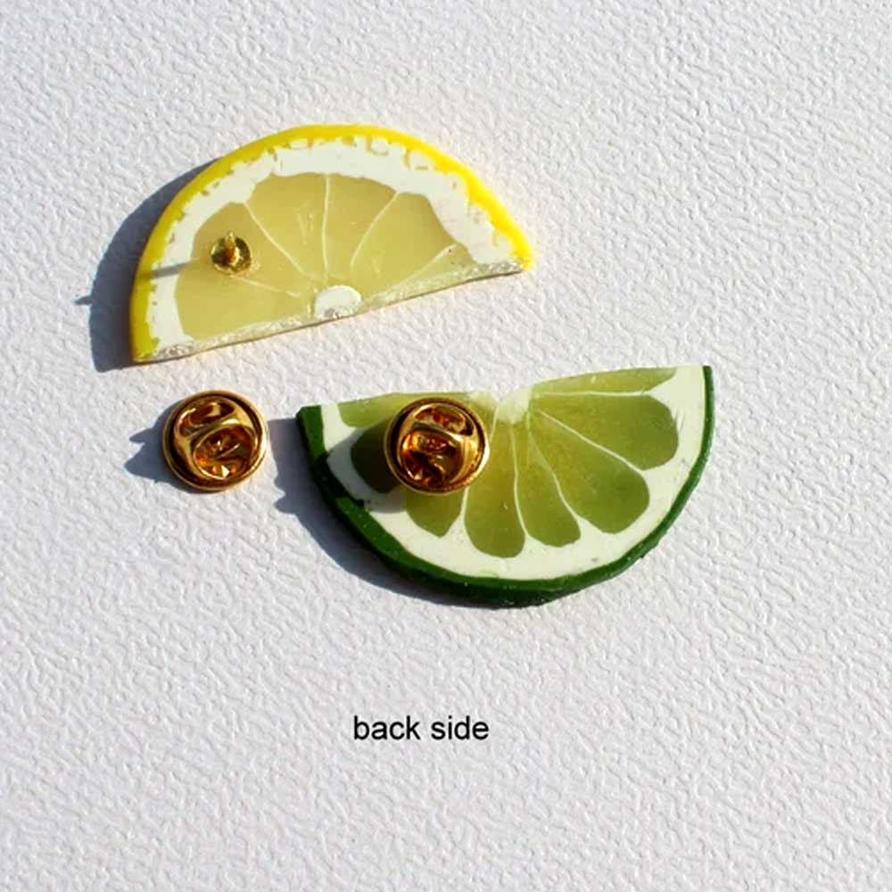 Citrus Pep: Lemon (Lime) Brooch Polymer Clay.