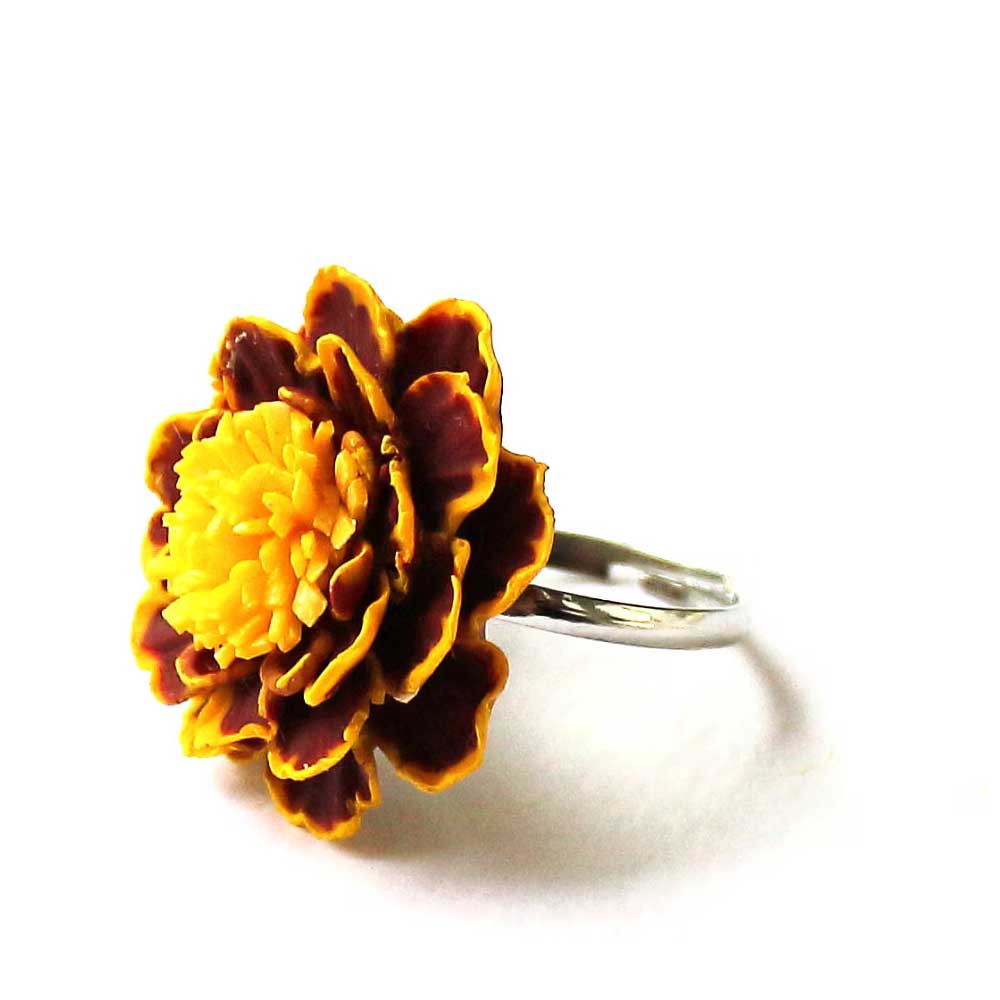 Fiery Beauty: Marigold Ring Polymer Clay.