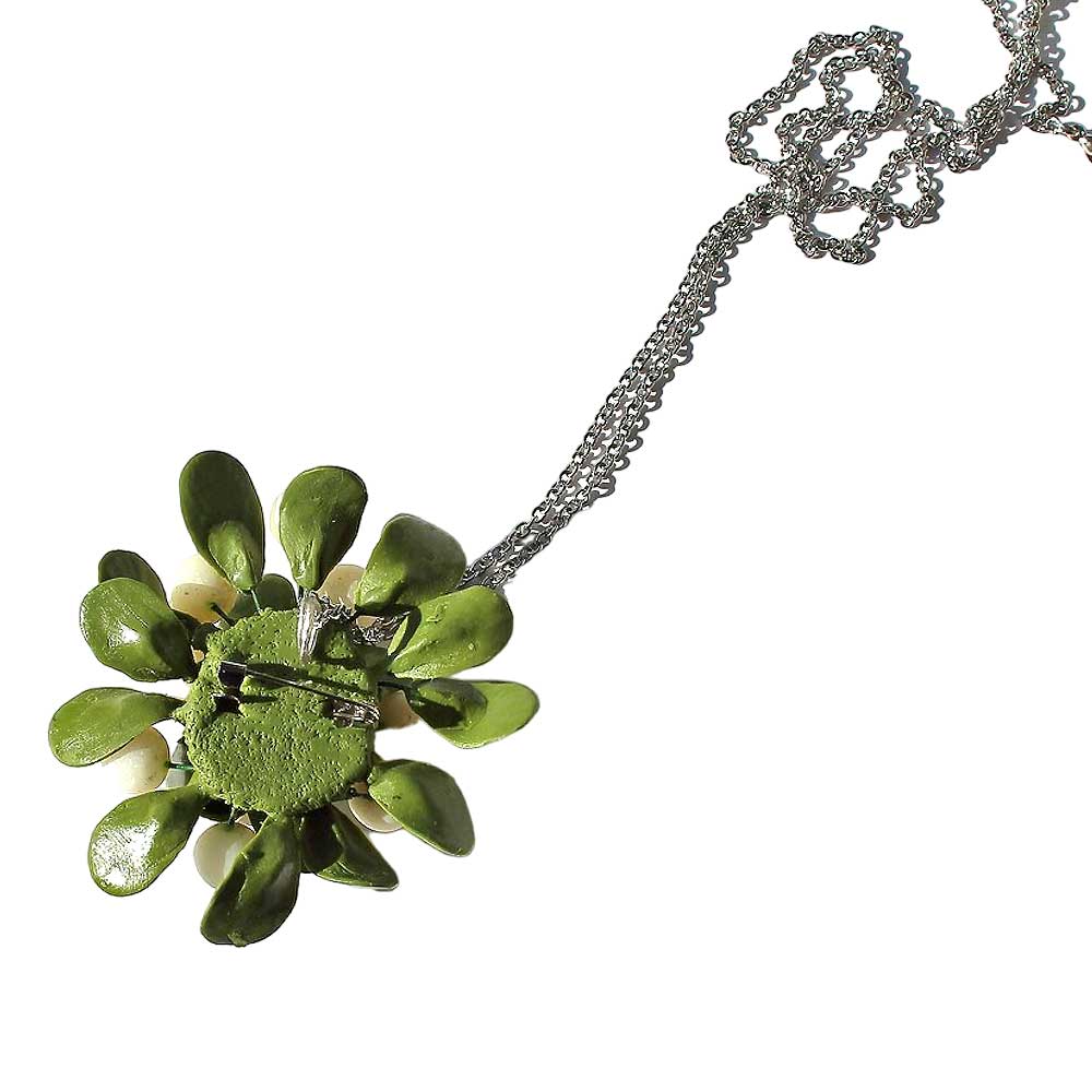 Winter Glamour: Mistletoe Brooch & Pendant Polymer Clay.