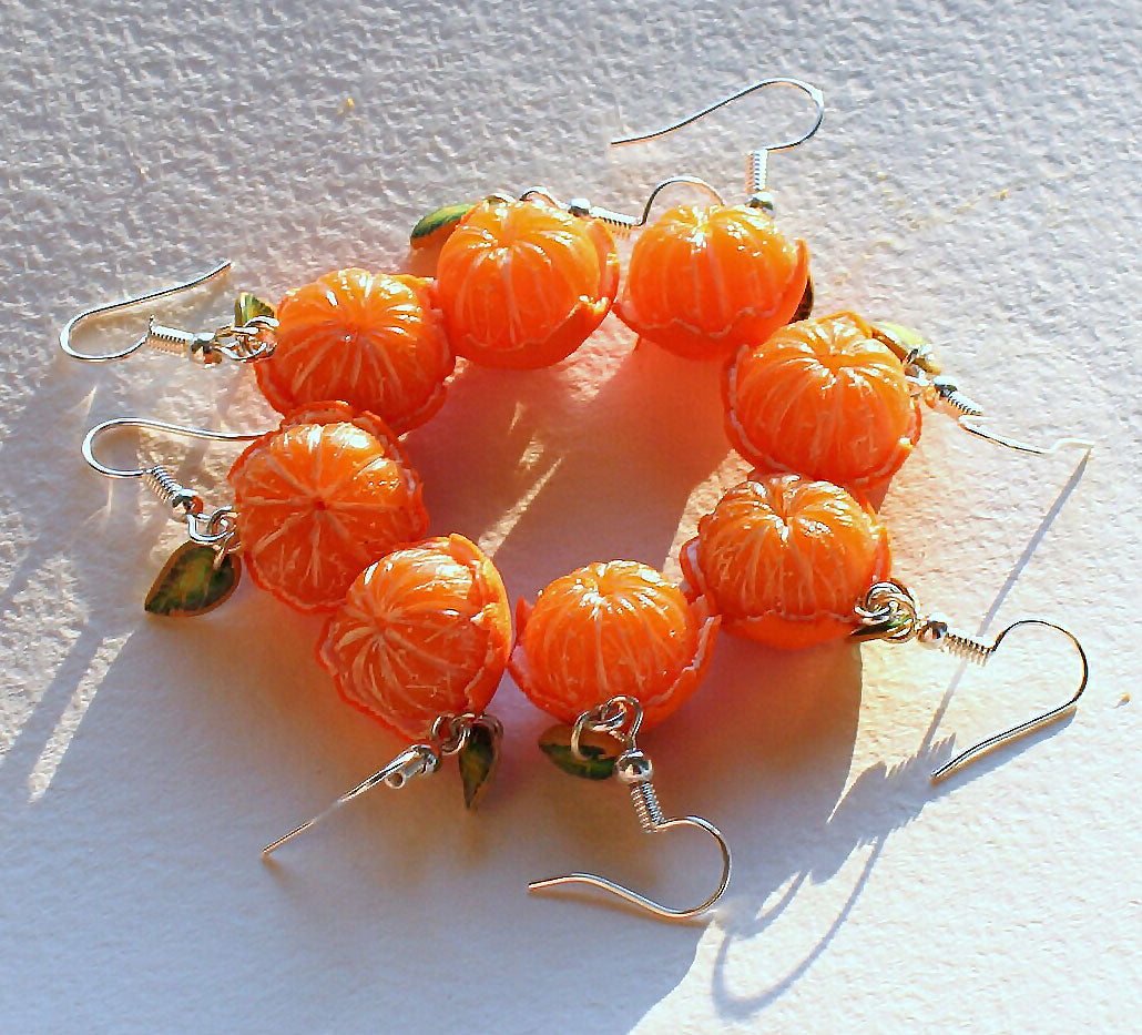 Citrus Chic: Mandarin Polymer Clay Earrings