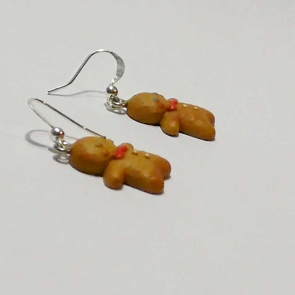 Christmas Pranksters: Gingerbread Man Earrings Polymer Clay.