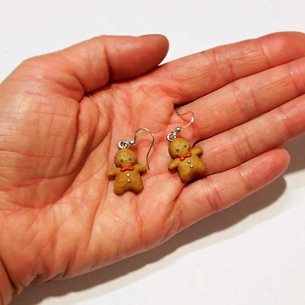 Christmas Pranksters: Gingerbread Man Earrings Polymer Clay.