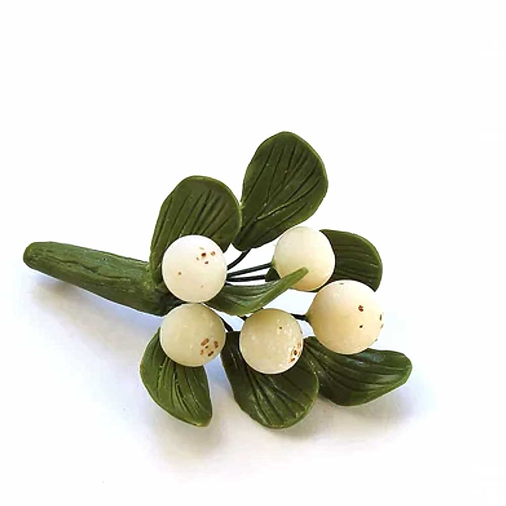 Winter Flirt: Mistletoe Pin Polymer Clay.