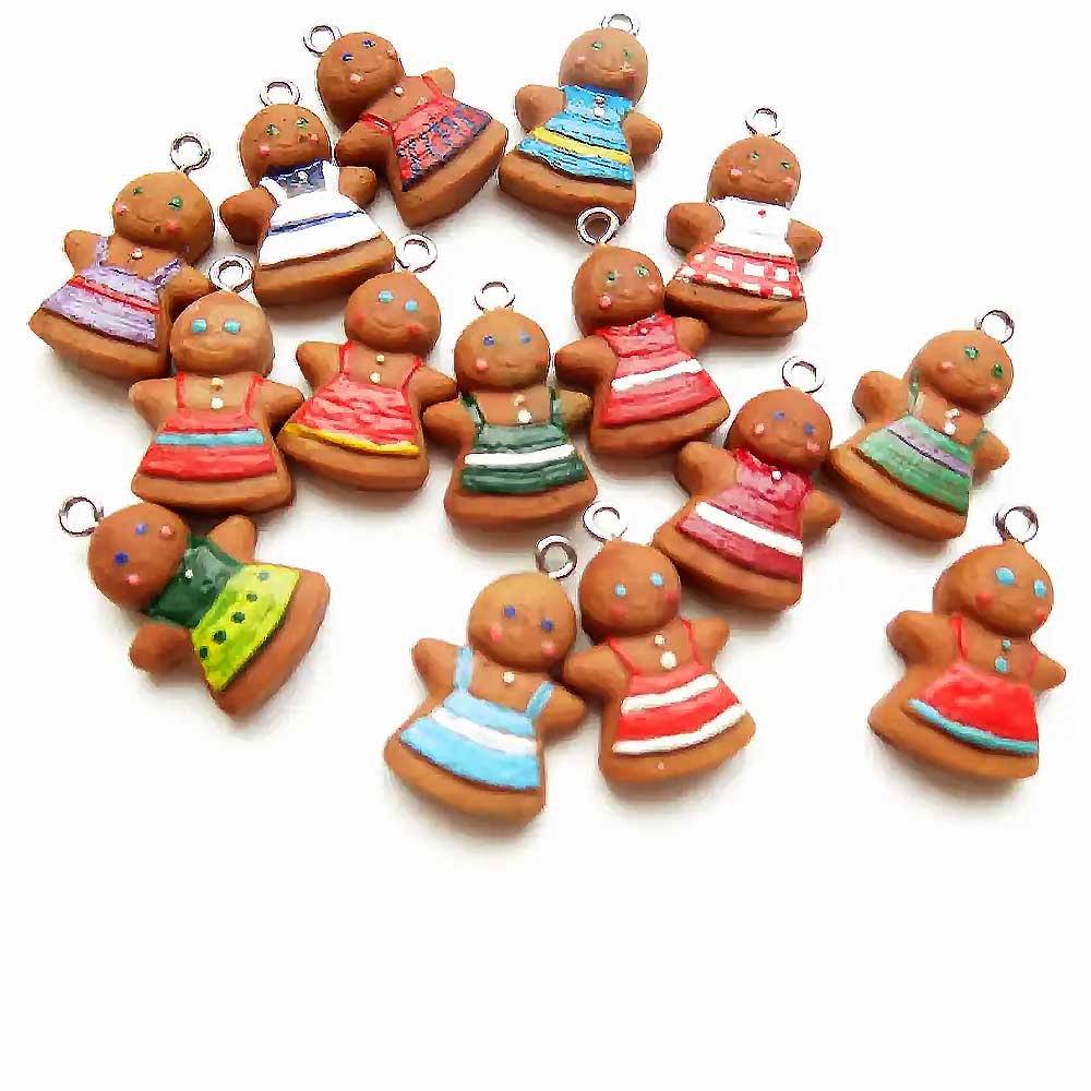 Christmas Pranksters: Gingerbread Man Earrings Polymer Clay.