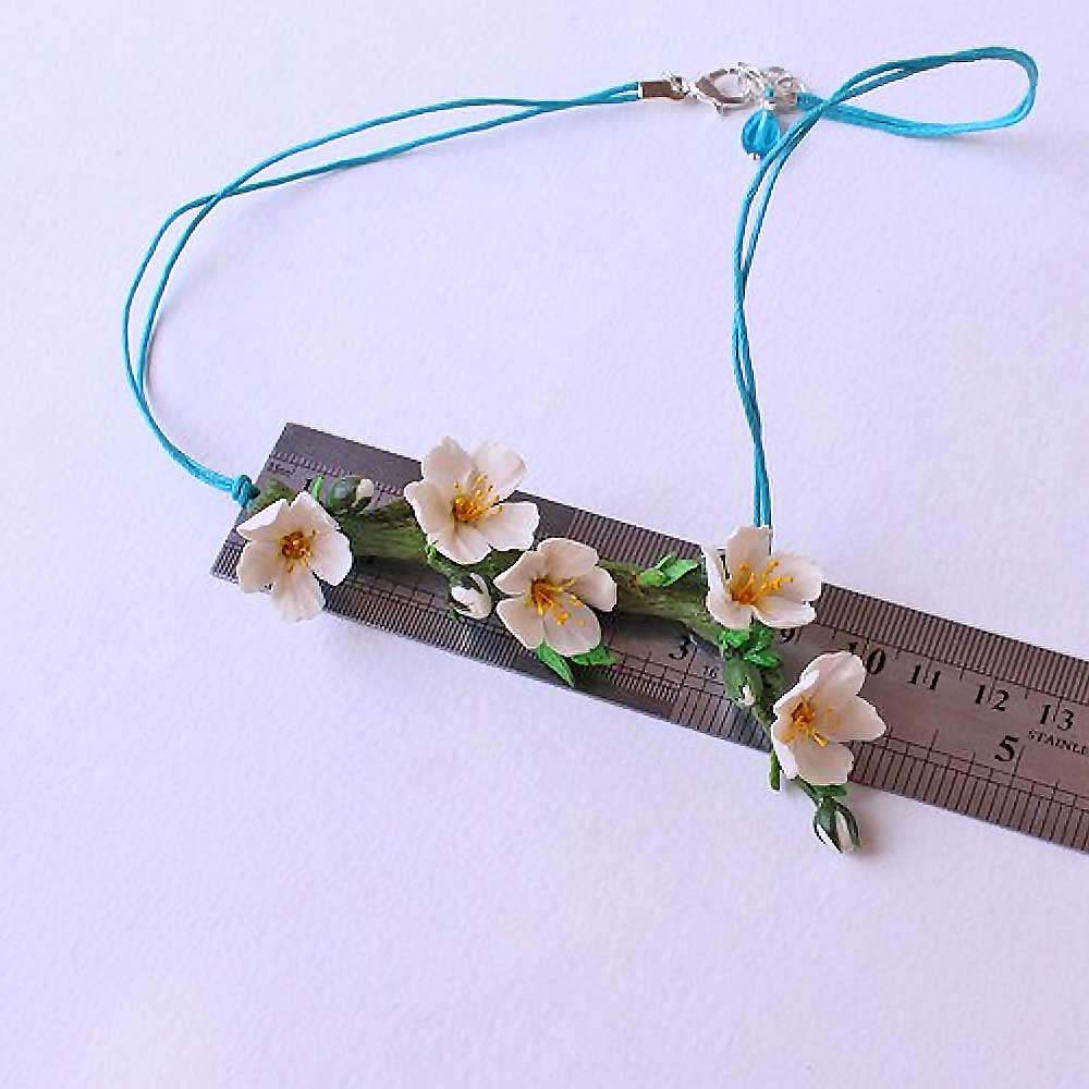 Melody of Spring : Almond Blossom Necklace Polymer Clay.