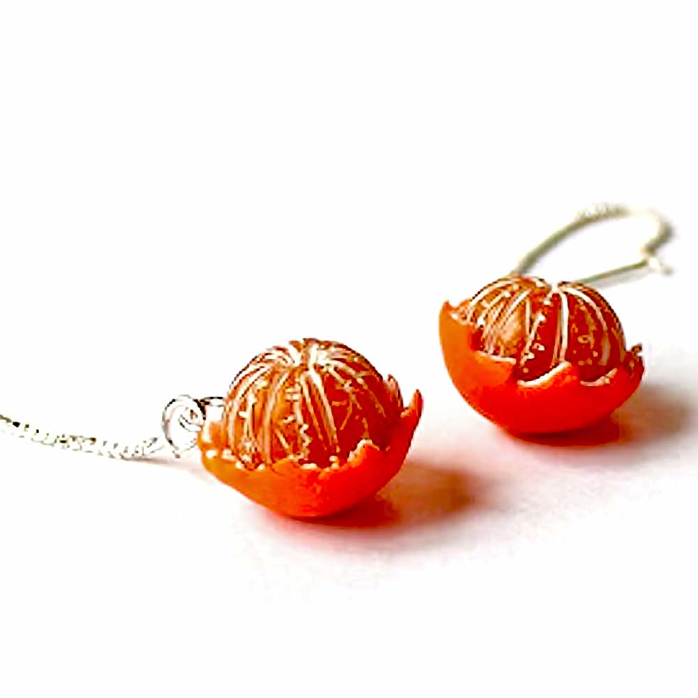 Sunny Babes: Mandarin Earrings Polymer Clay.