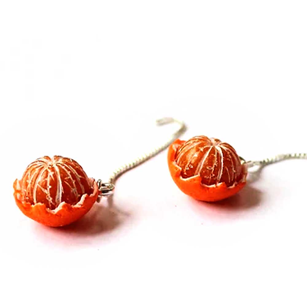 Sunny Babes: Mandarin Earrings Polymer Clay.