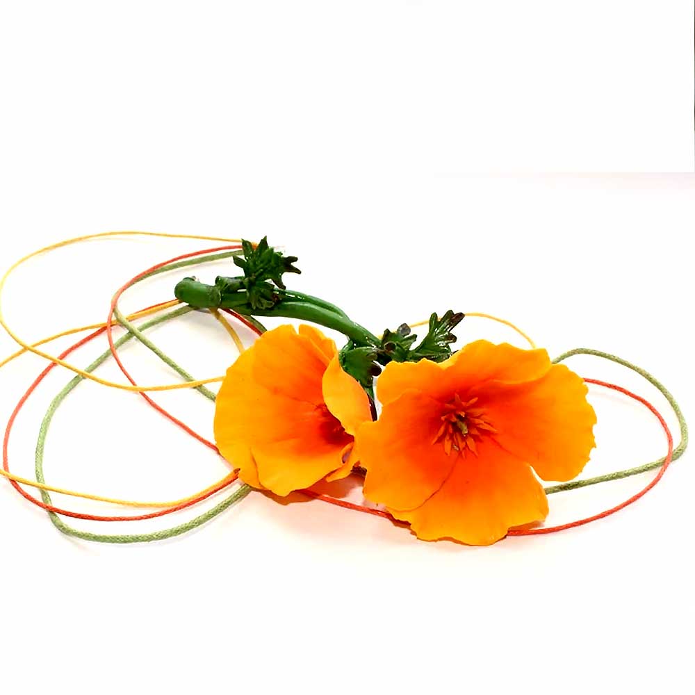 Fire Flower: California Poppies Necklace Polymer Clay.