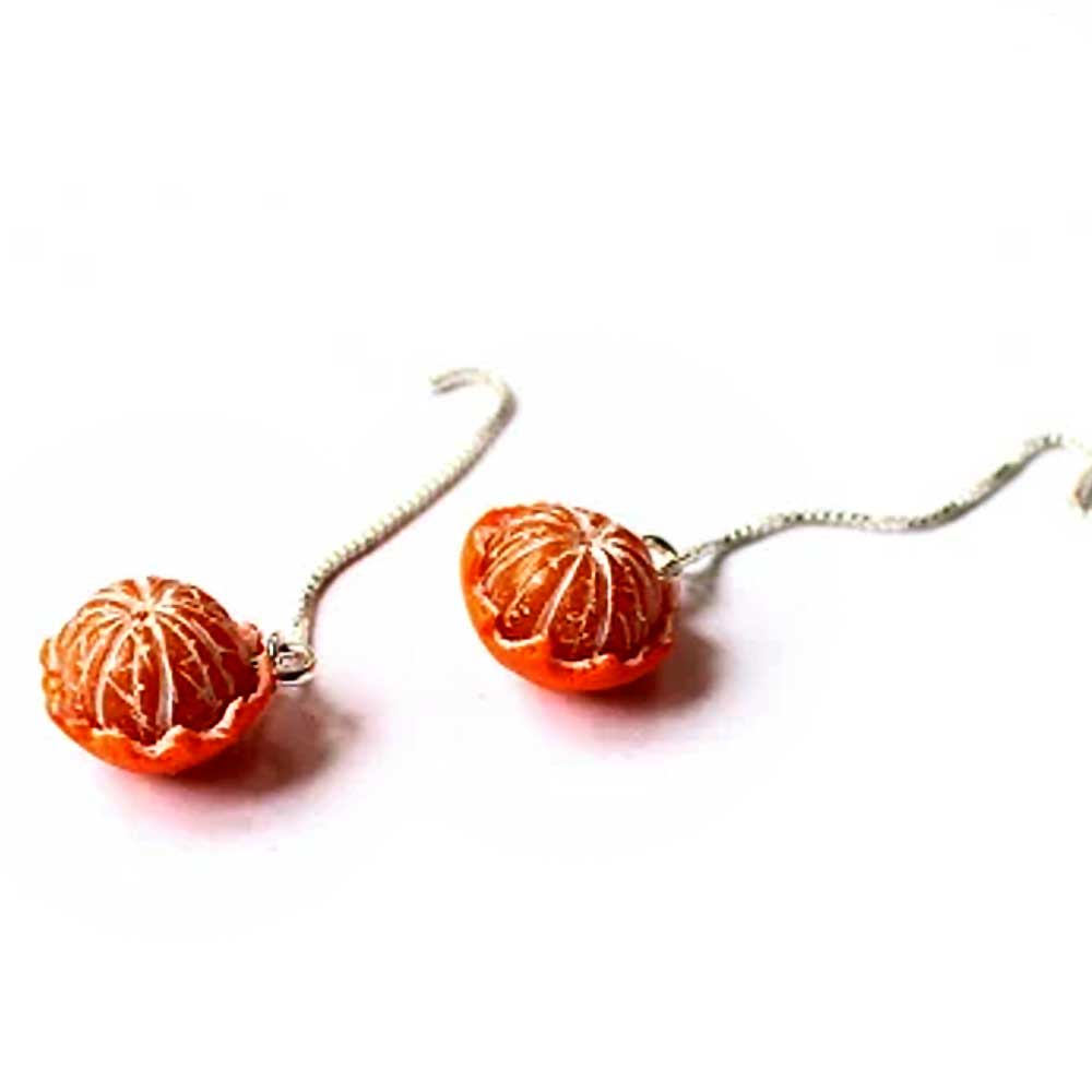 Sunny Babes: Mandarin Earrings Polymer Clay.