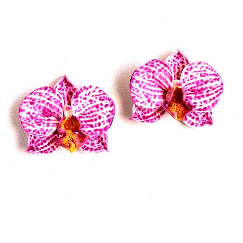 Silk Petals: Orchid Earrings Polymer Clay.