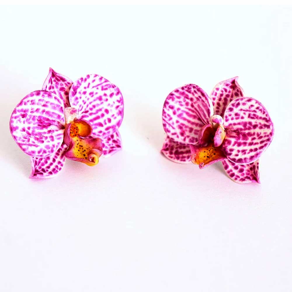 Silk Petals: Orchid Earrings Polymer Clay.