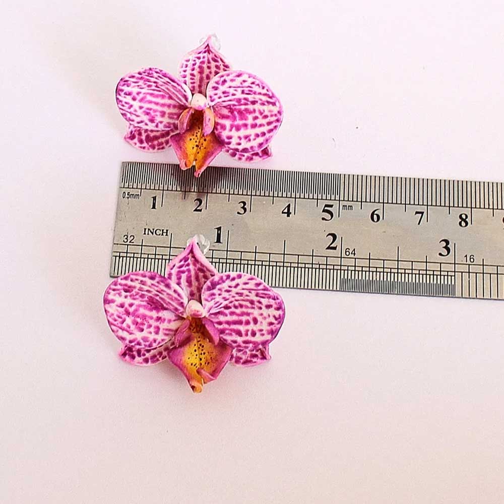 Silk Petals: Orchid Earrings Polymer Clay.