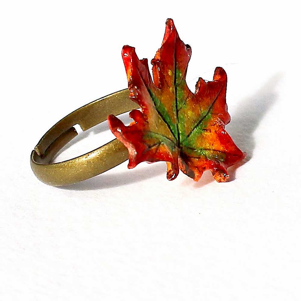 Autumn Blaze: Maple Leaf Ring Polymer Clay.