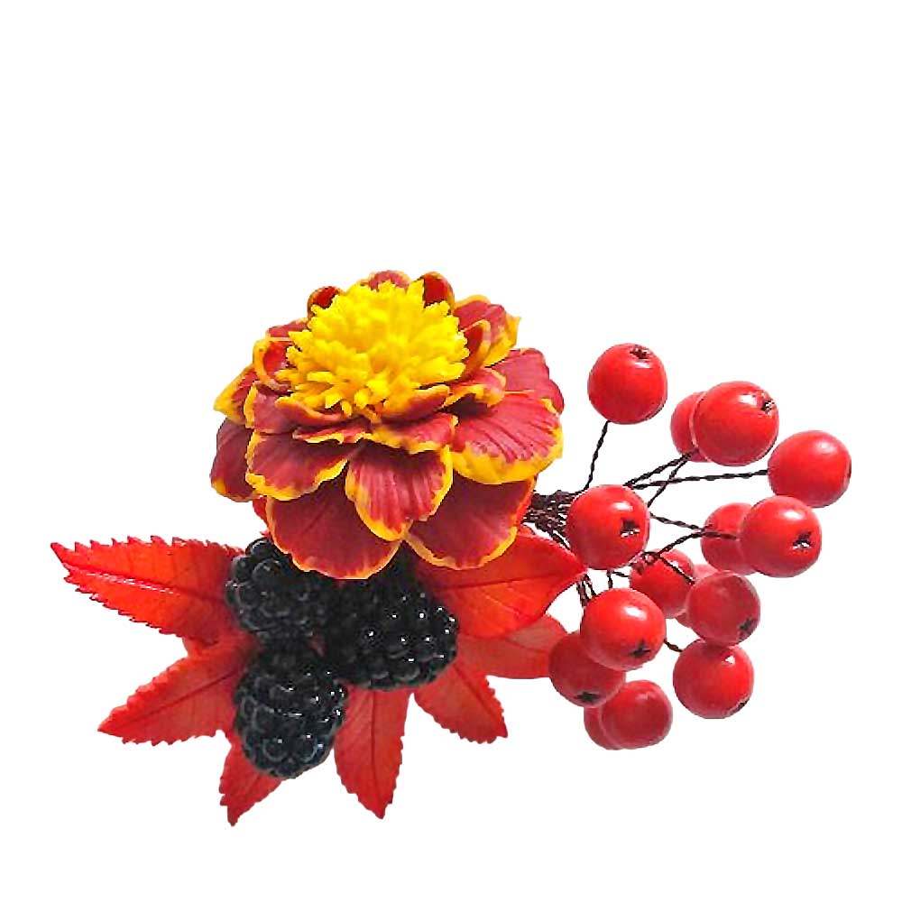 Autumn Radiance: Triplet Brooch Polymer Clay.