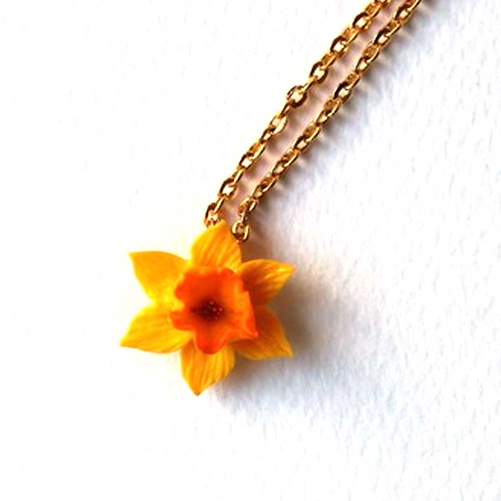 Spark of Magic: Daffodil Necklace Polymer Clay.