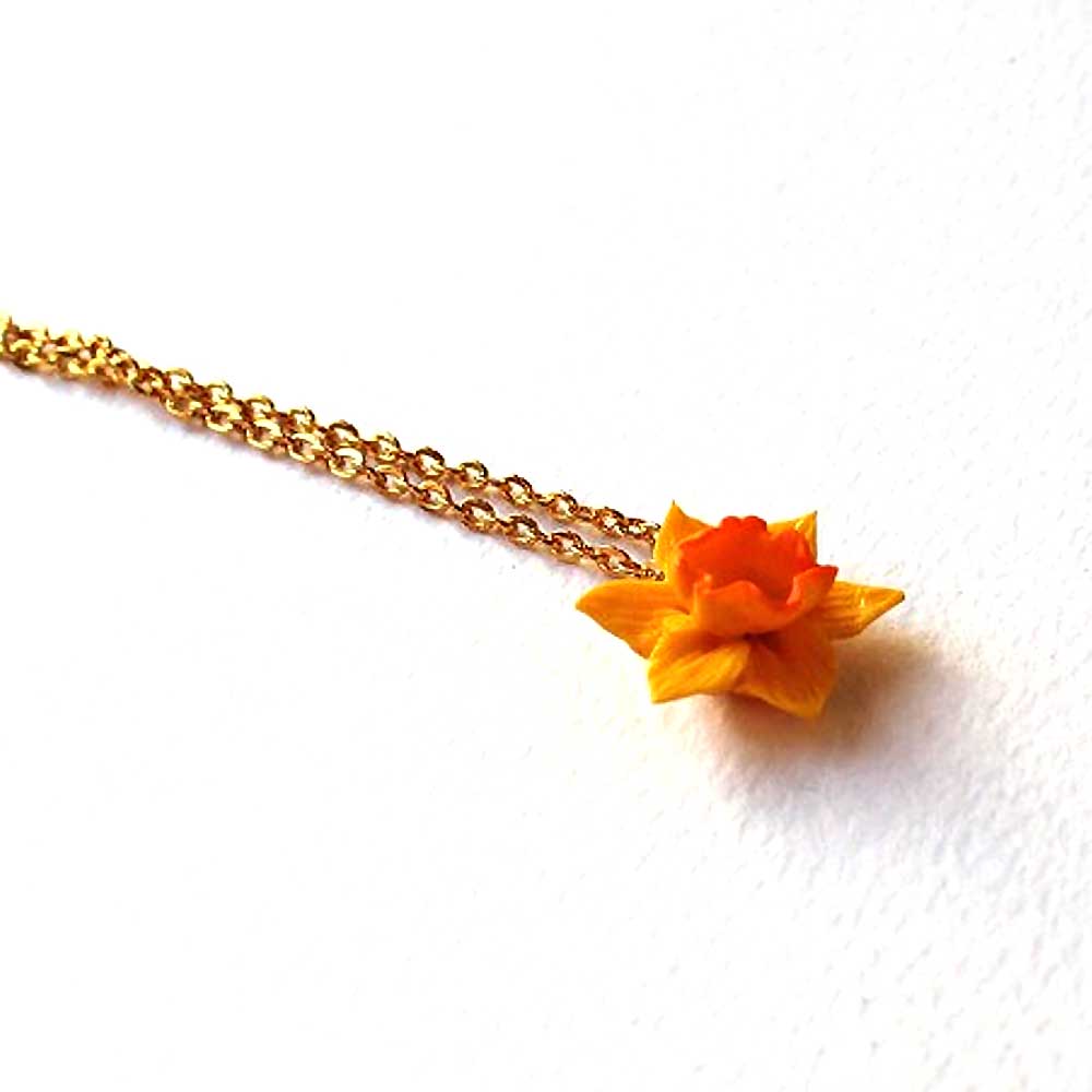 Spark of Magic: Daffodil Necklace Polymer Clay.