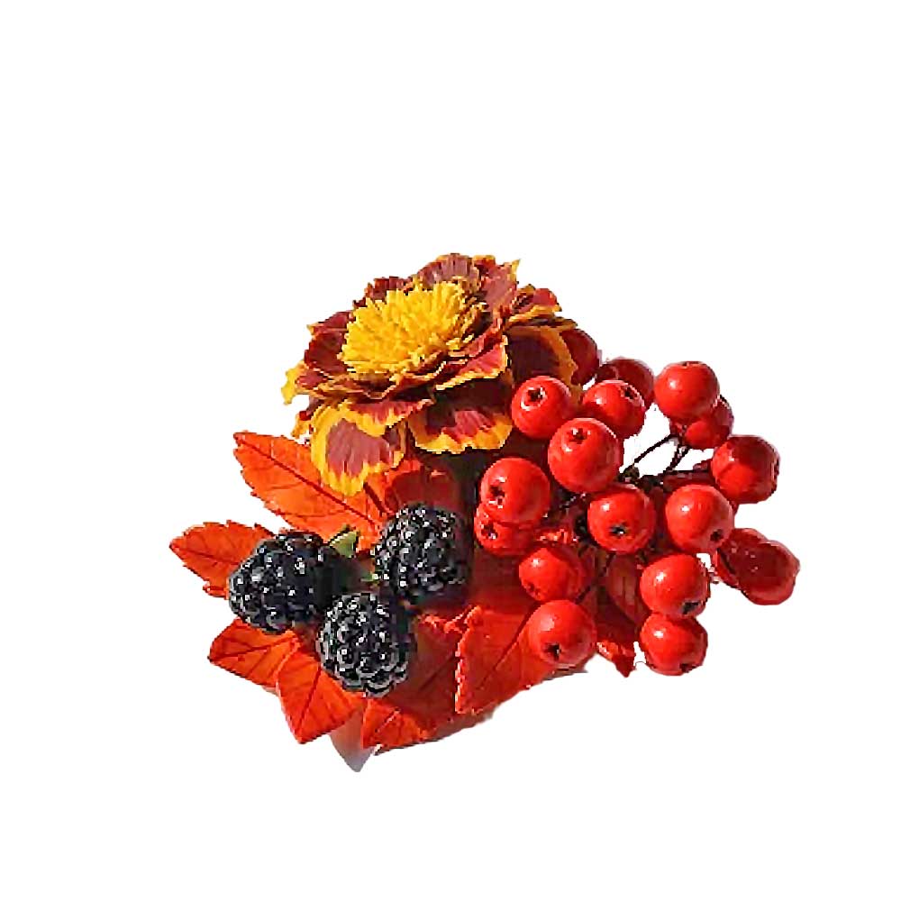 Autumn Radiance: Triplet Brooch Polymer Clay.