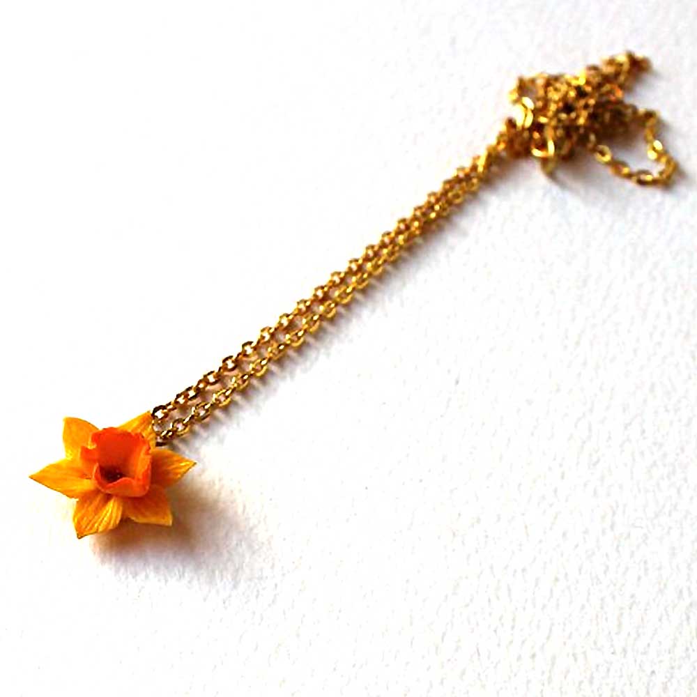 Spark of Magic: Daffodil Necklace Polymer Clay.