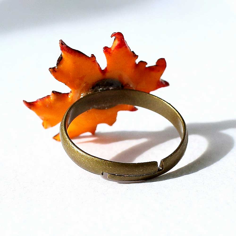 Autumn Blaze: Maple Leaf Ring Polymer Clay.