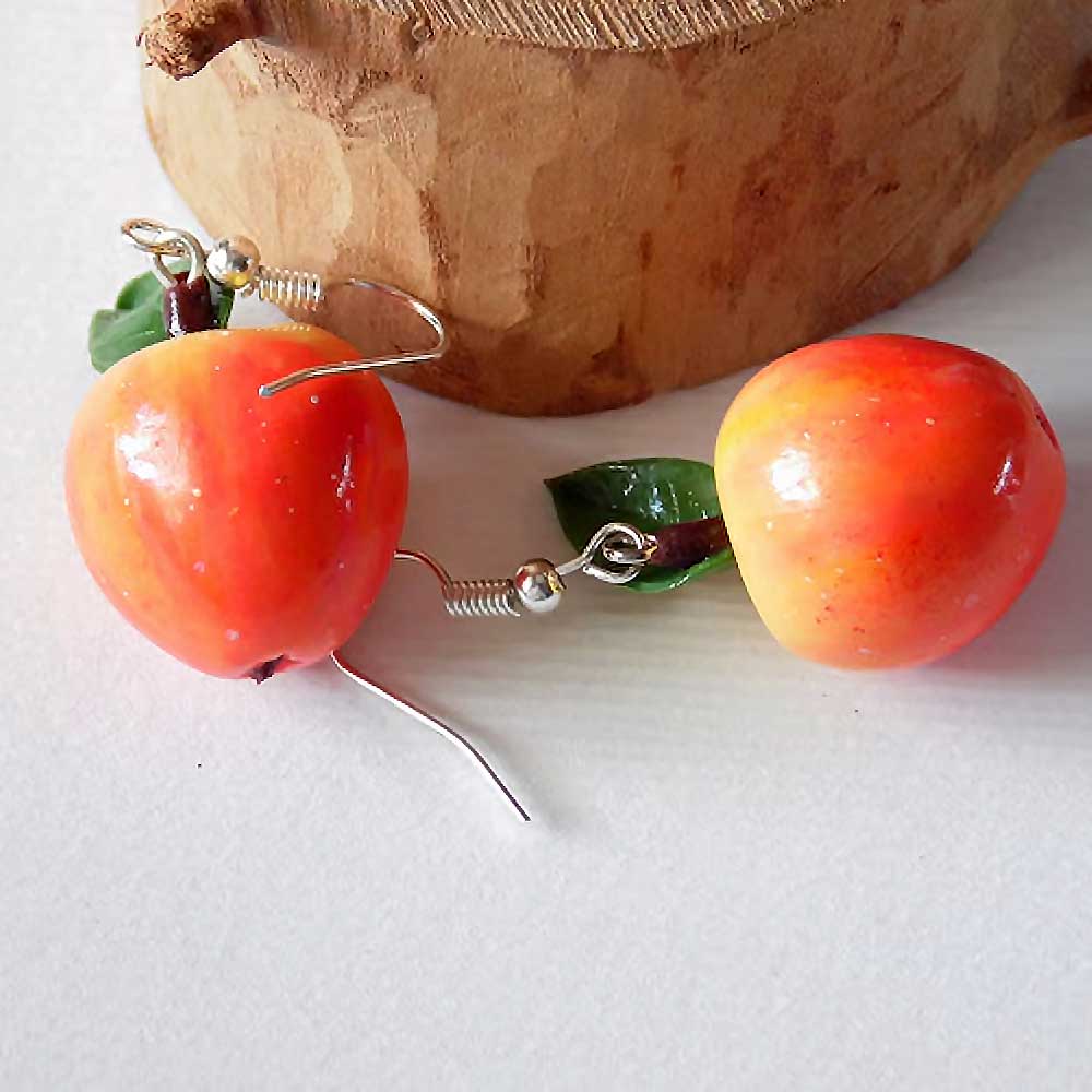 Juicy Things: Apple Earrings Polymer Clay.