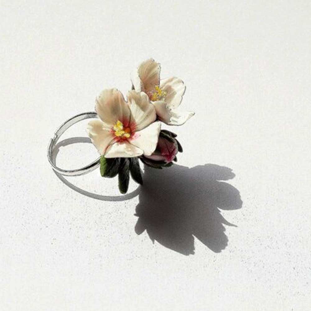 Fragrant Spring: Almond Blossom Ring Polymer Clay.