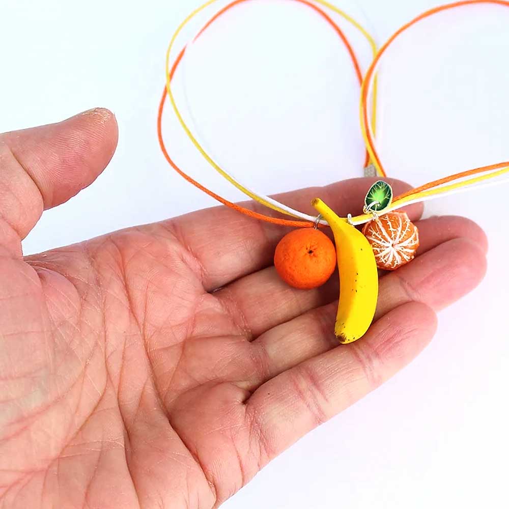 Fruit Flirt: Mandarin & Banana Pendant Polymer Clay.