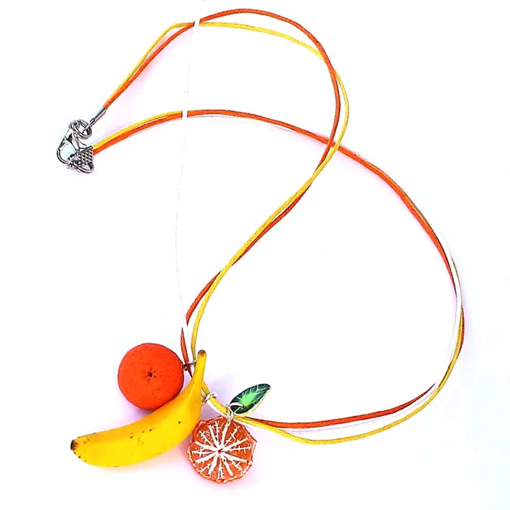 Fruit Flirt: Mandarin & Banana Pendant Polymer Clay.