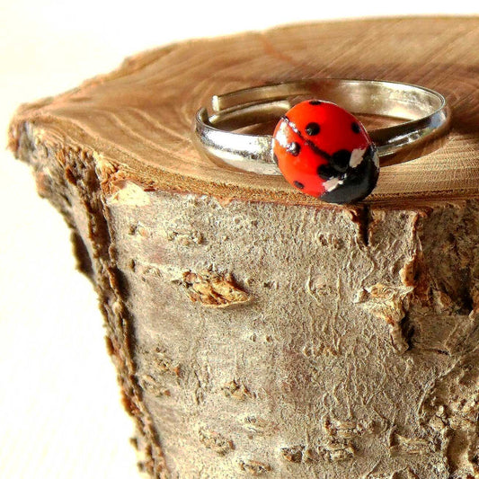 Little Darling: Ladybug Ring Polymer Clay.