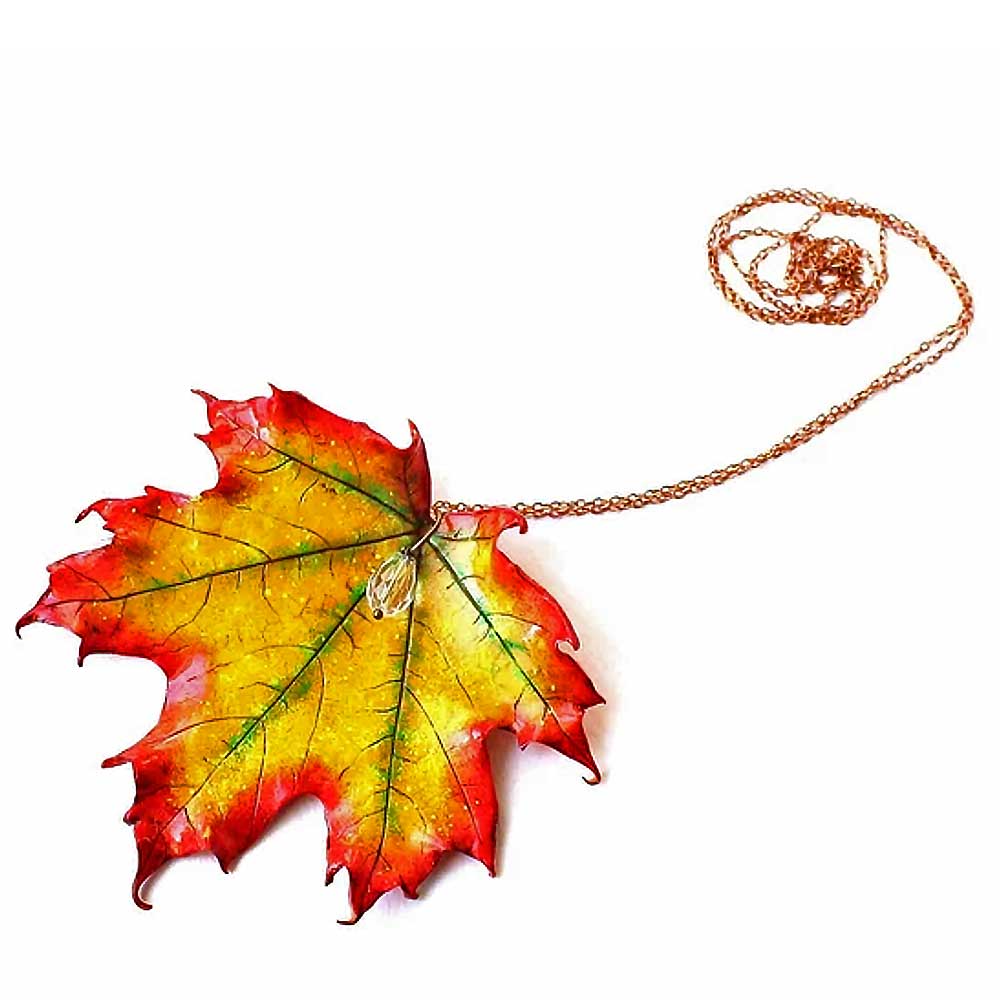 Tear of Autumn: Maple Leaf Pendant Polymer Clay.