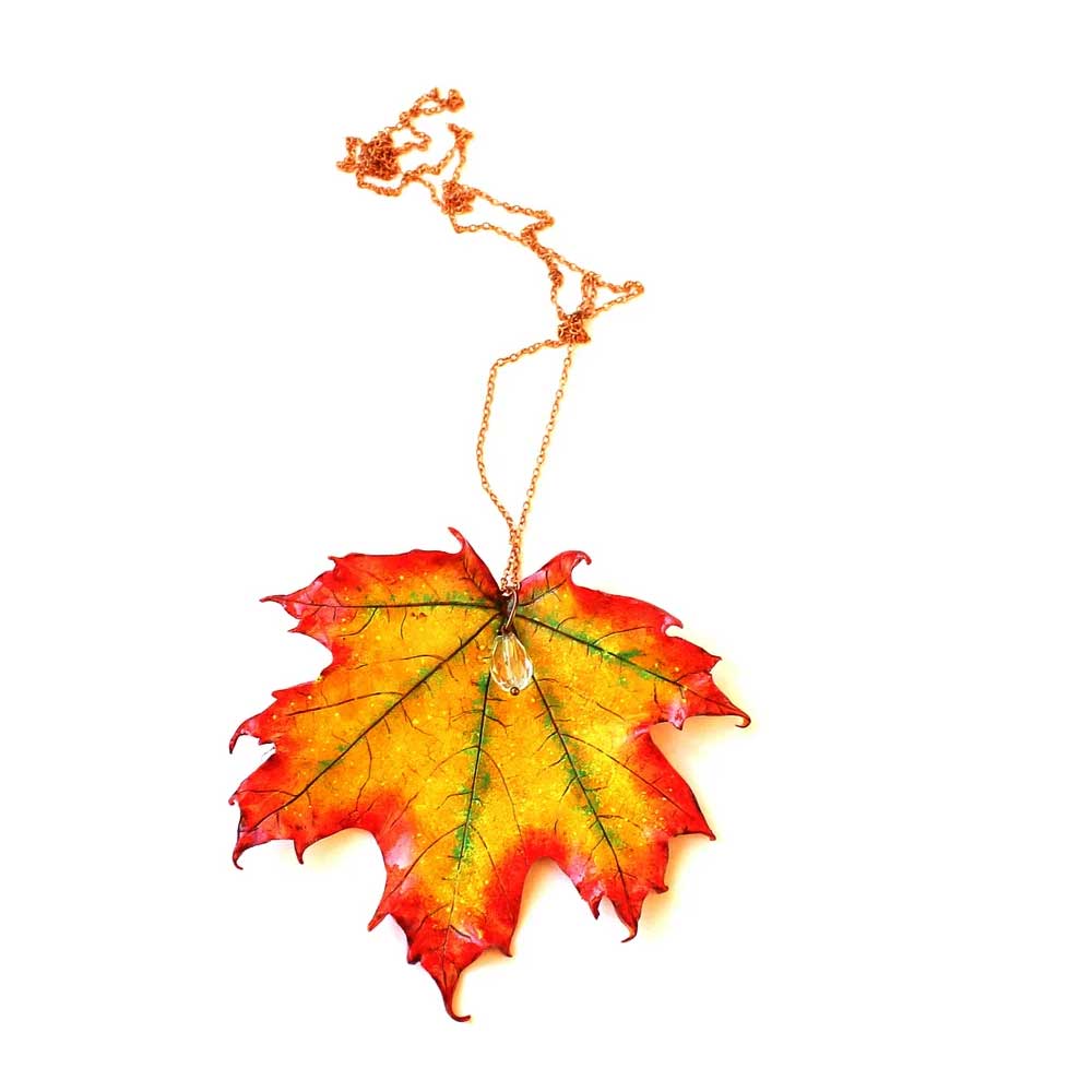 Tear of Autumn: Maple Leaf Pendant Polymer Clay.