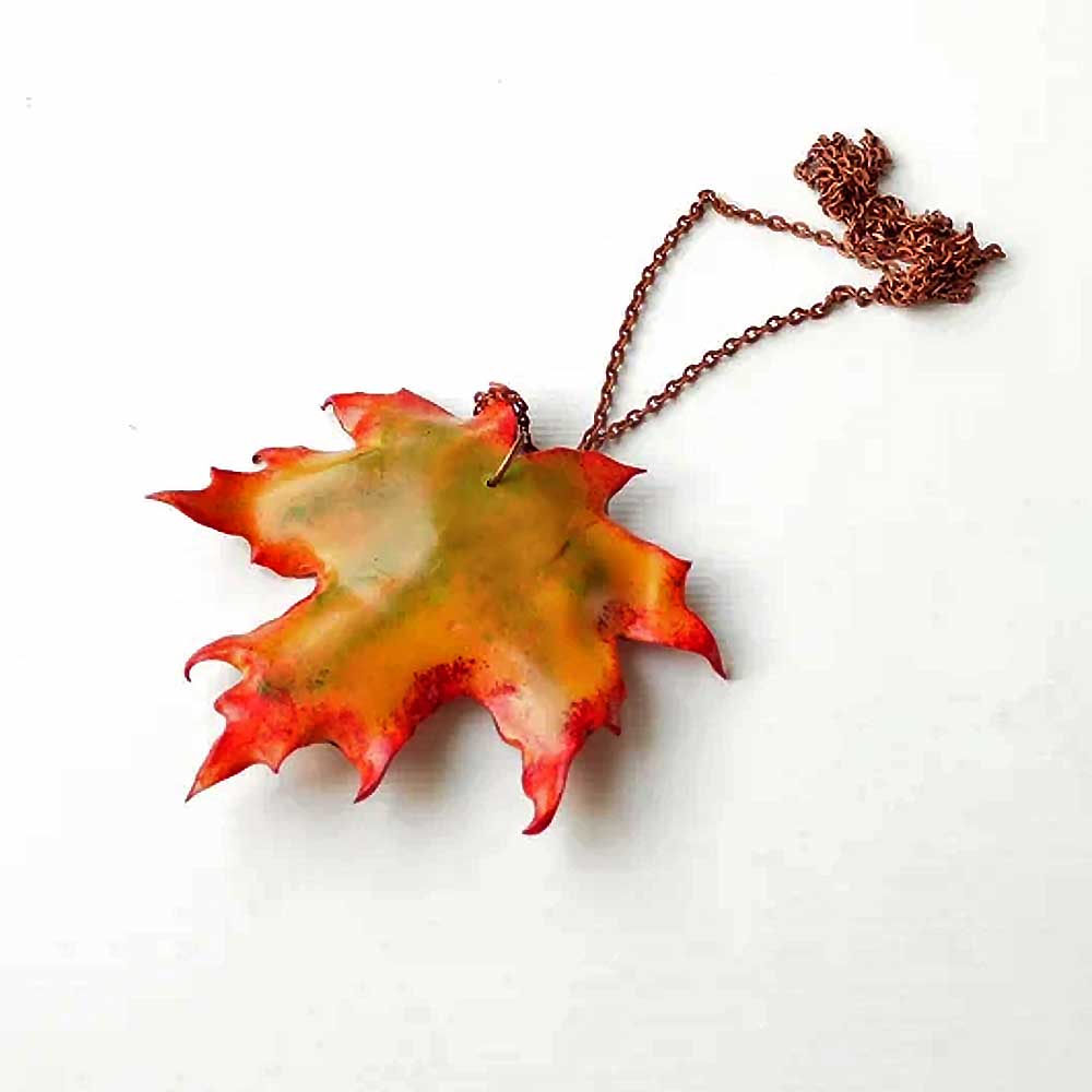 Tear of Autumn: Maple Leaf Pendant Polymer Clay.