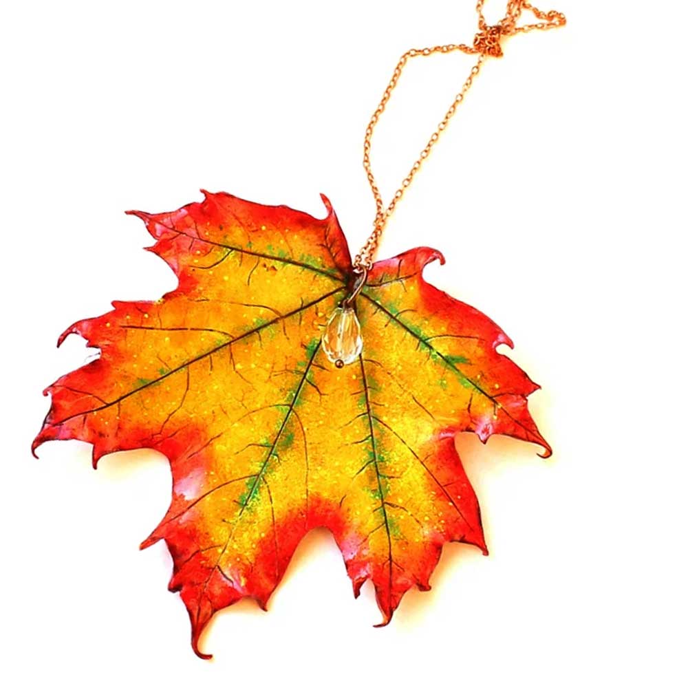 Tear of Autumn: Maple Leaf Pendant Polymer Clay.