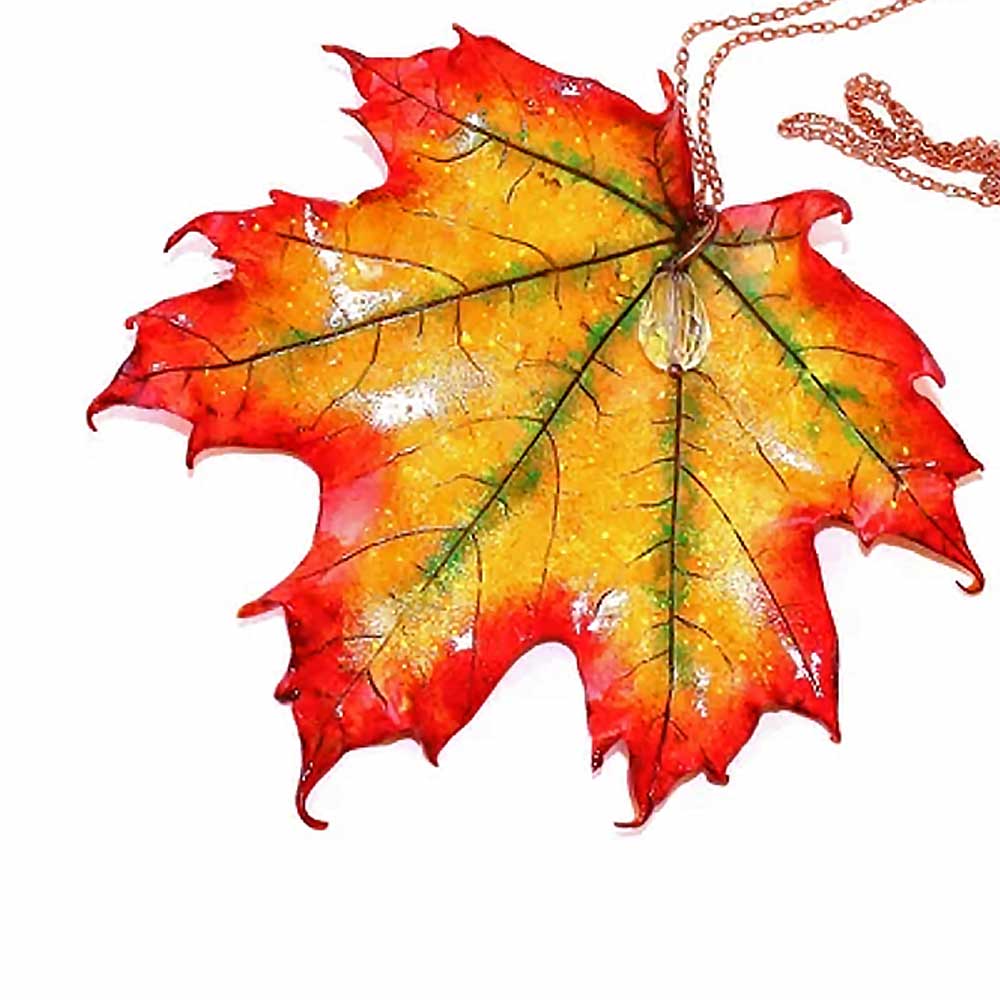 Tear of Autumn: Maple Leaf Pendant Polymer Clay.