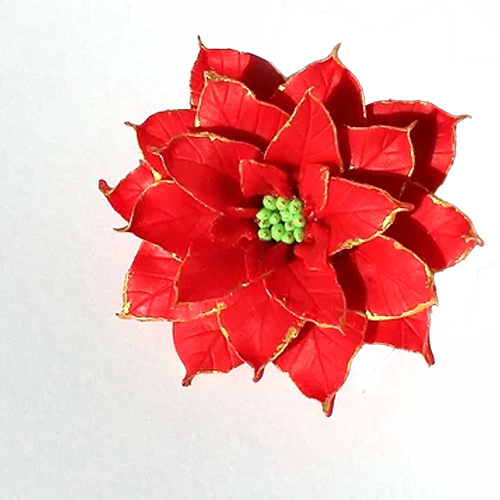 Winter Fire: Poinsettia Pin Polymer Clay.