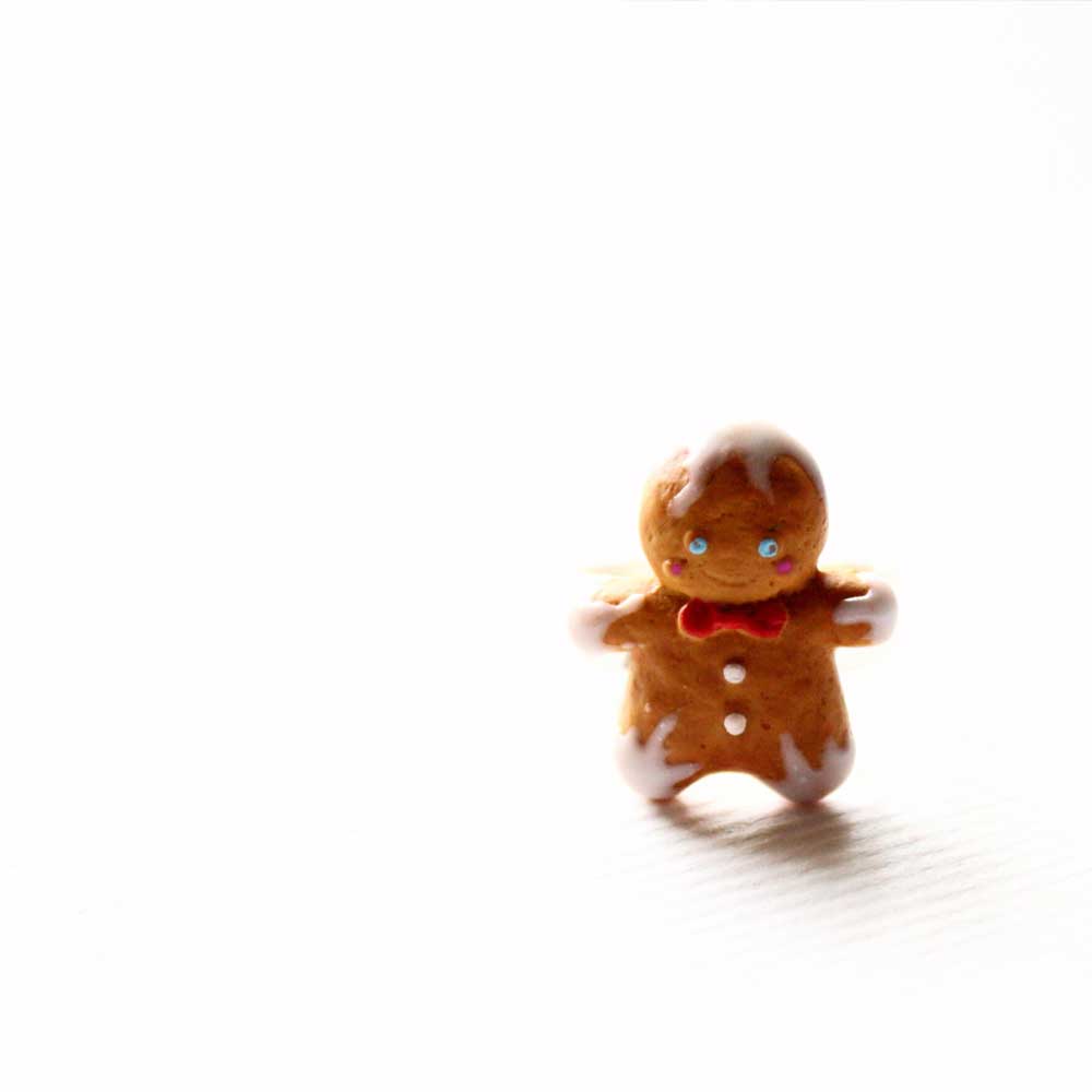 Sweet Buddy: Gingerbread Man Ring Polymer Clay.