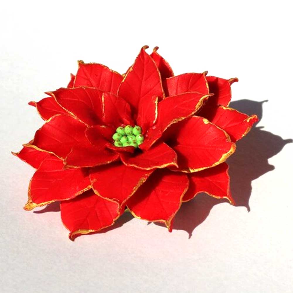 Winter Fire: Poinsettia Pin Polymer Clay.