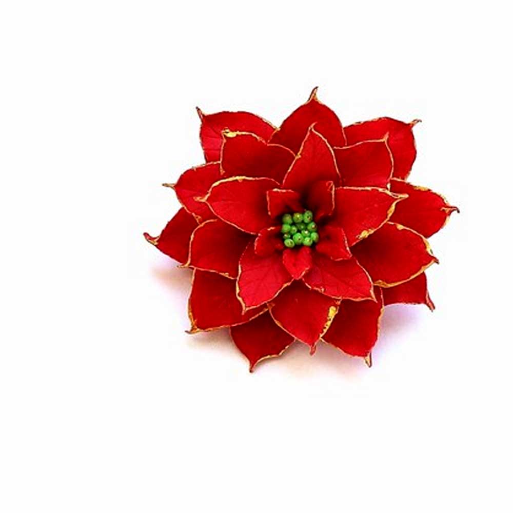 Winter Fire: Poinsettia Pin Polymer Clay.