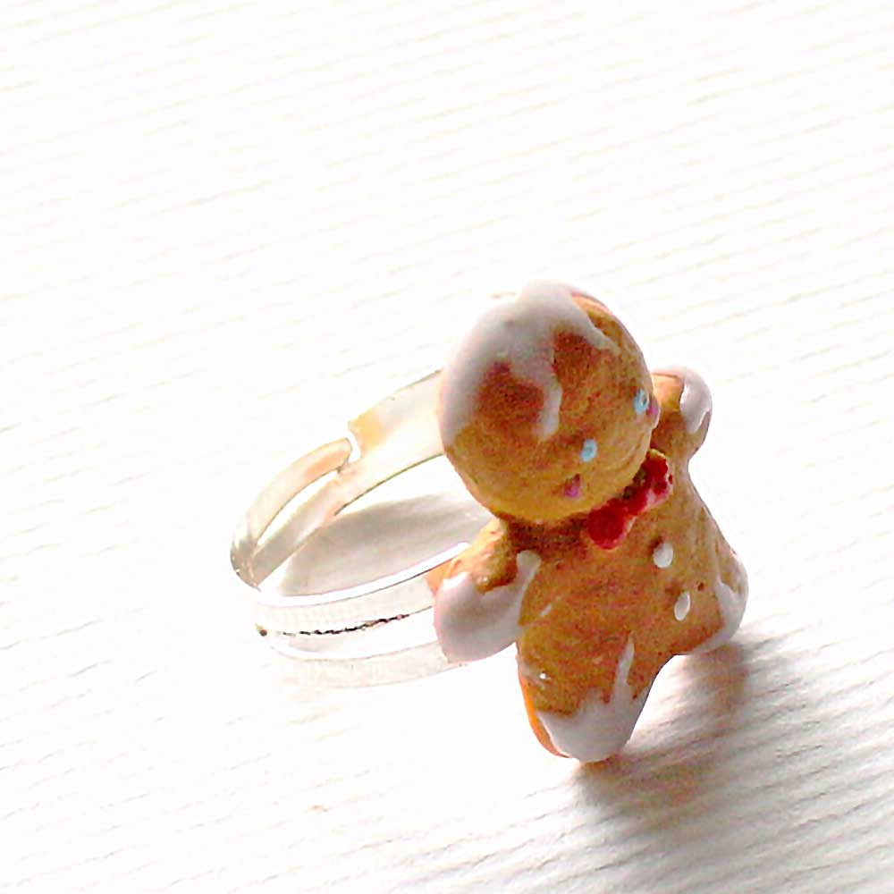 Sweet Buddy: Gingerbread Man Ring Polymer Clay.